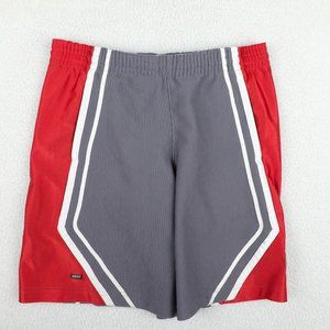 Vintage Nike Basketball Shorts Mens Small Gray Red Striped Ribbed Dri Fit 90s
